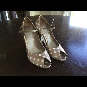 Nine West Polk a dot sexy peep toe satin pumps